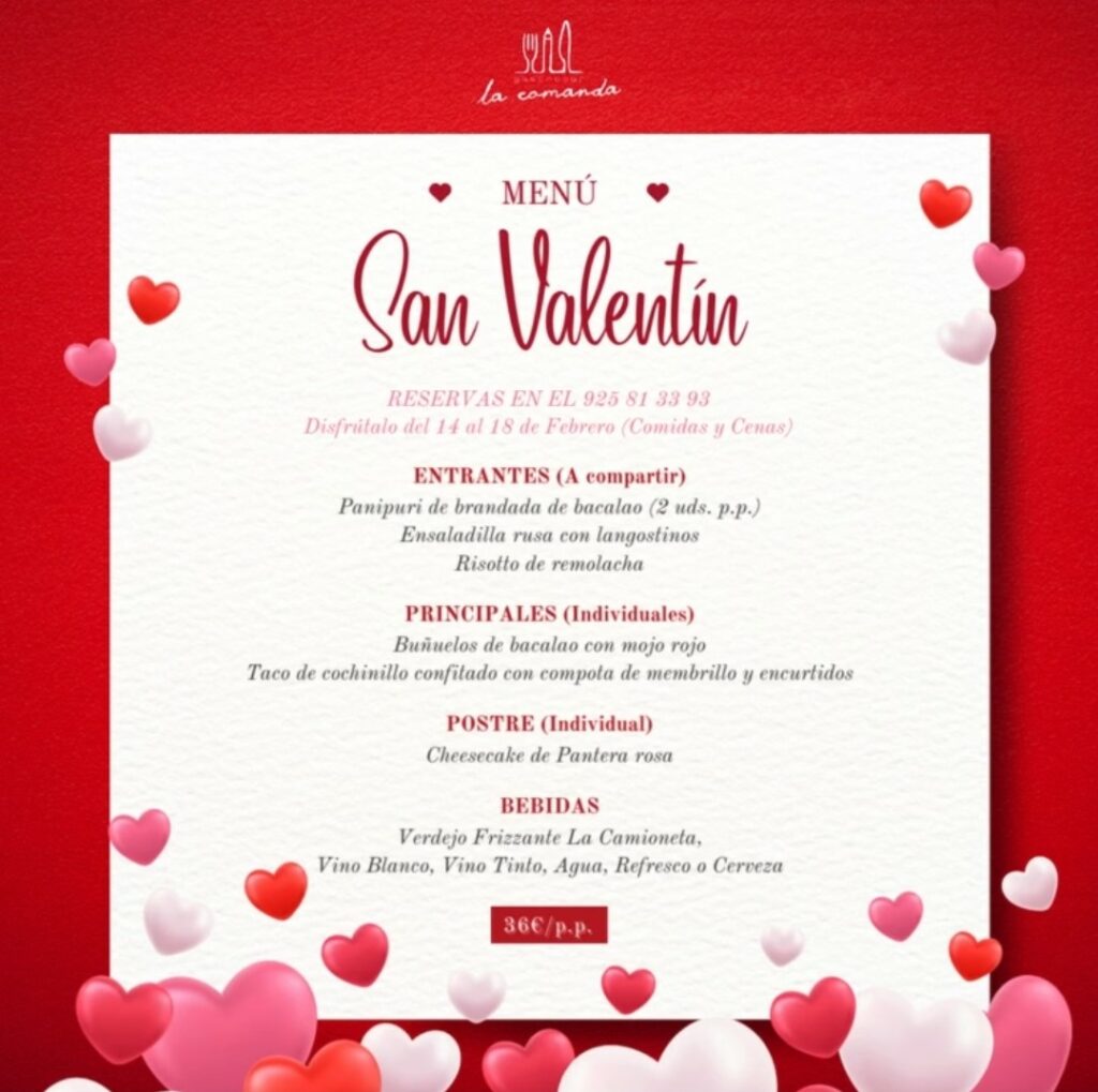 Los 3 restaurantes con un menú especial por San Valentín - Gastro Bar La Comanda