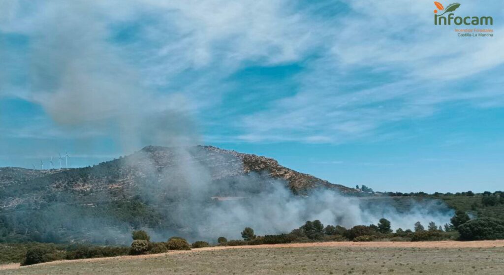 Combate contra un incendio forestal: más de 40 efectivos, entre medios aéreos y terrestres