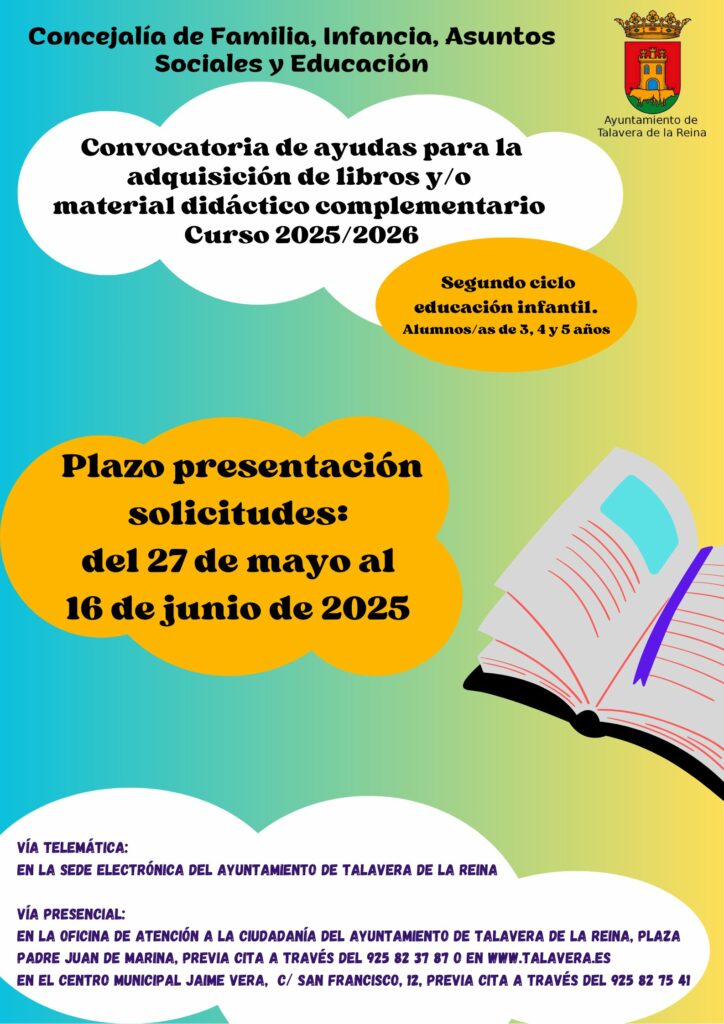 Convocatoria de Ayudas para Libros y Material Escolar en Talavera
