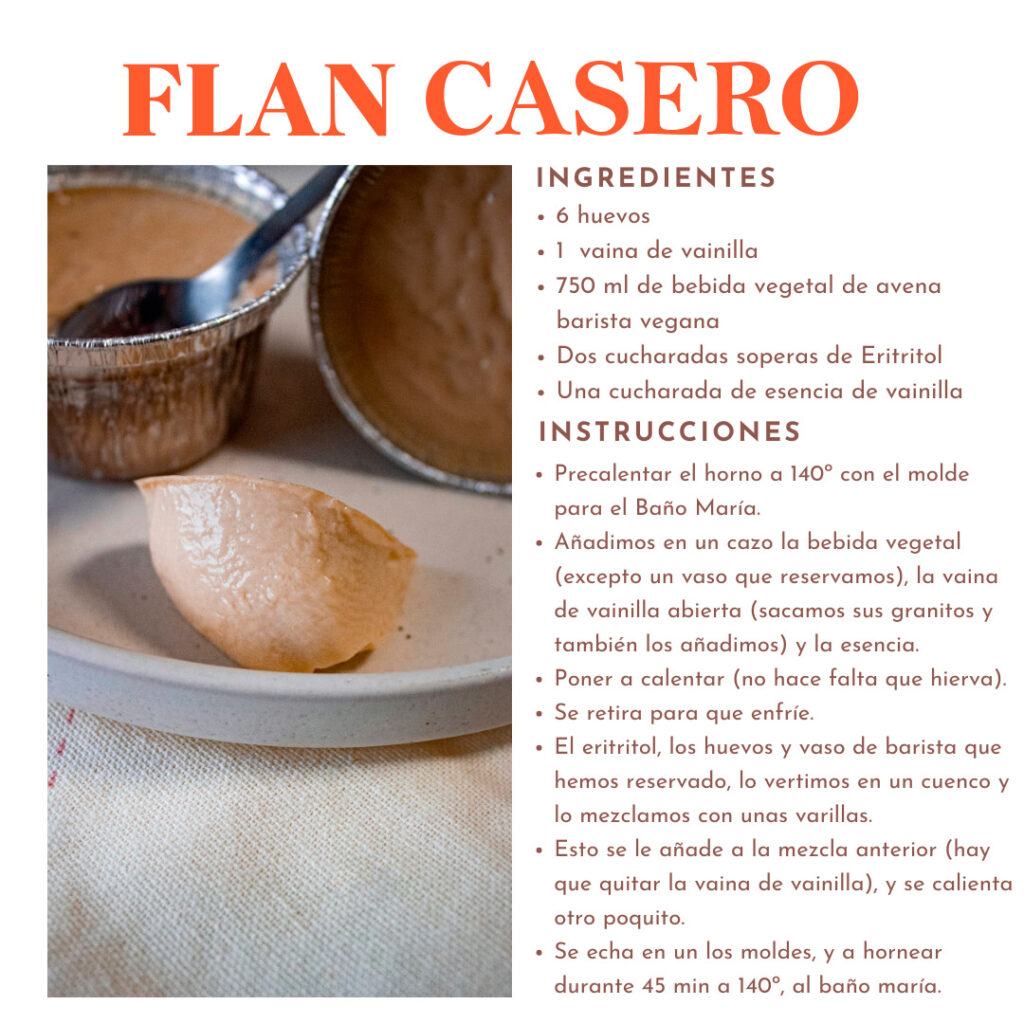 Flan casero sin gluten, sin lácteos y sin azúcar