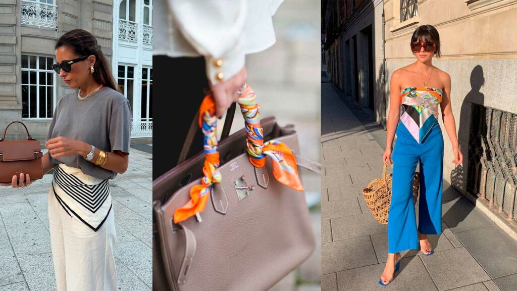 Pañuelo de seda. El accesorio versátil que domina el Street Style