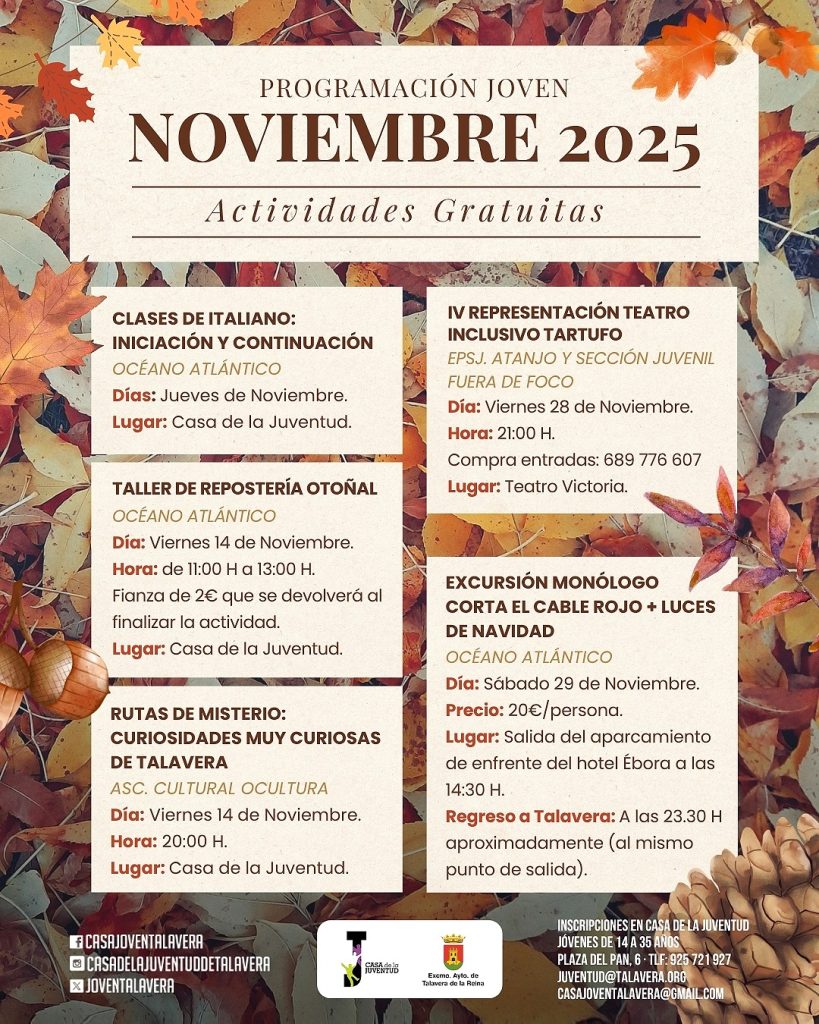 Programación Joven de Noviembre en Talavera