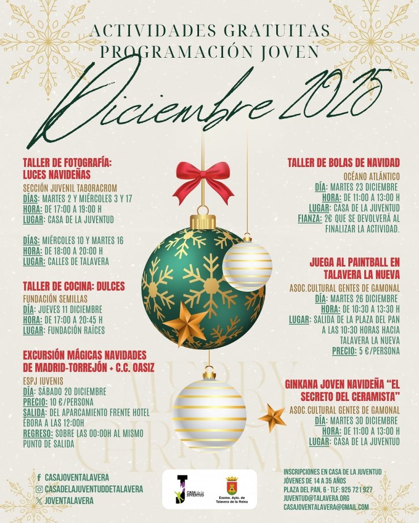 Diciembre Joven: Actividades para Jóvenes en Talavera de la Reina