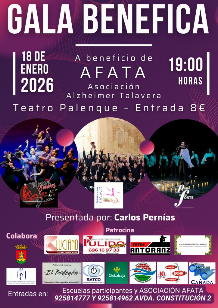Gala Benéfica a favor de AFATA: Talavera se une por la memoria el próximo 18 de enero