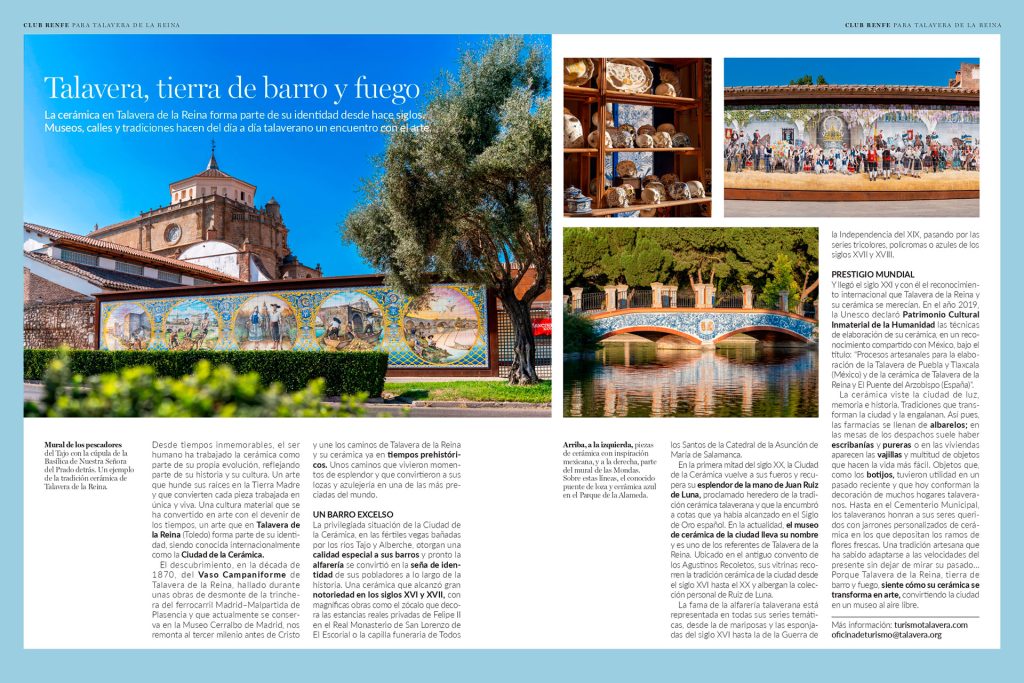 El patrimonio de Talavera se promociona en Club Renfe y en los vuelos de AIR Europa