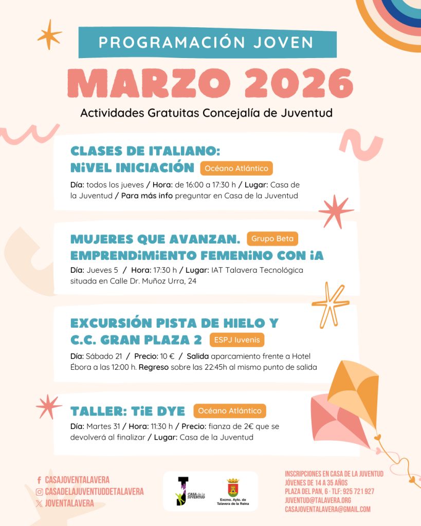 La Casa de la Juventud presenta la programación joven de marzo en Talavera