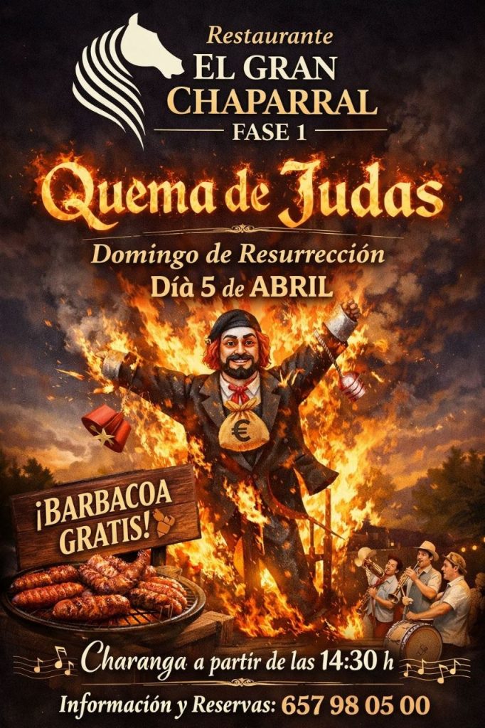 Quema de Judas: tradición, música y barbacoa gratis, en El Gran Chaparral