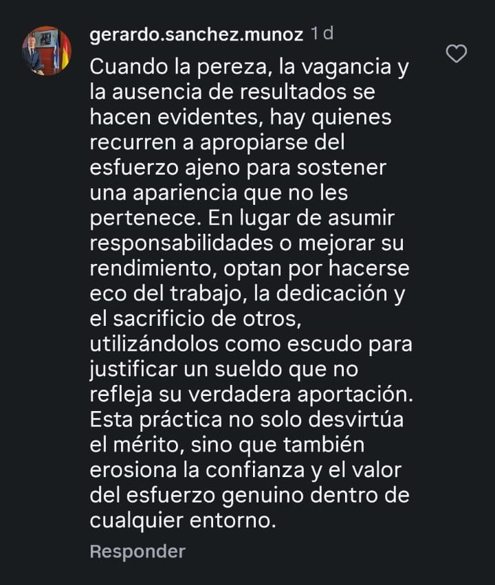 Declaraciones de Gerardo Sánchez en Facebook