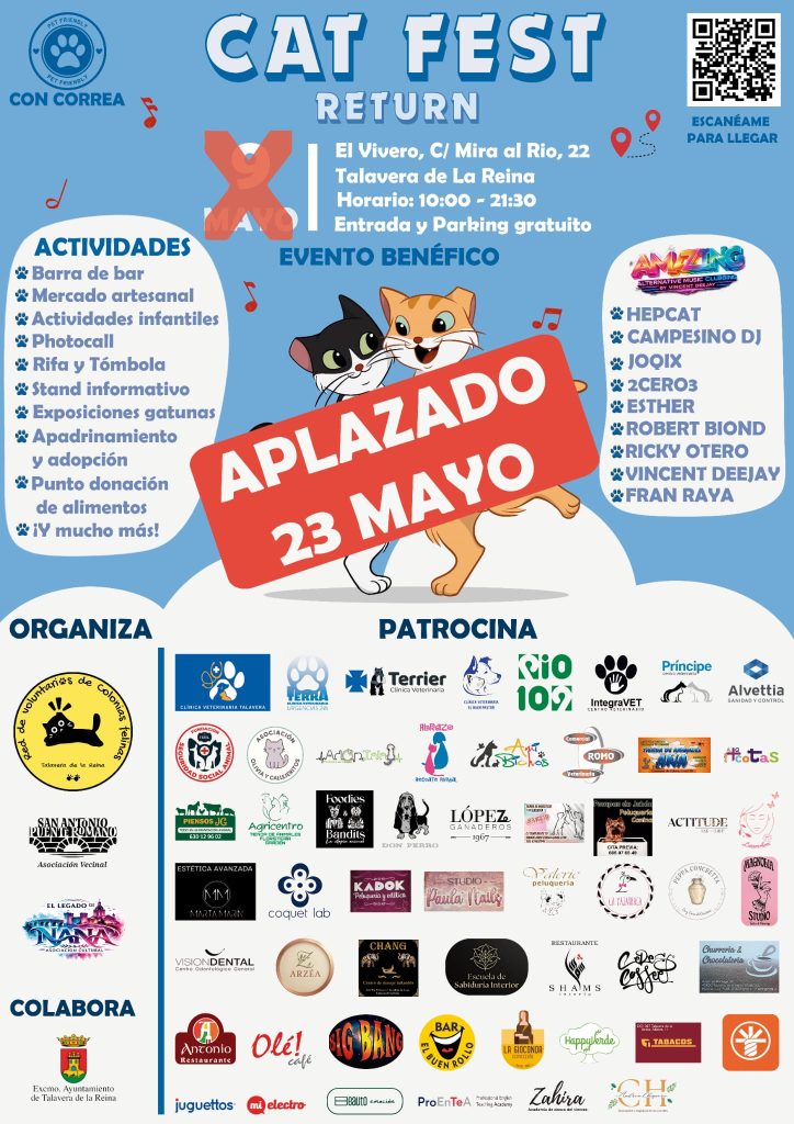 El Cat Fest Return 2026 se aplaza al 23 de mayo por previsión de lluvia en Talavera