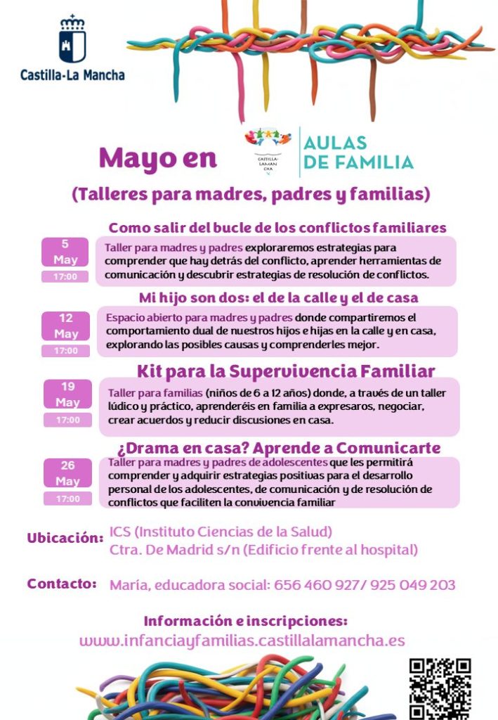 Aulas de Familia Talavera organiza en mayo talleres gratuitos sobre convivencia familiar