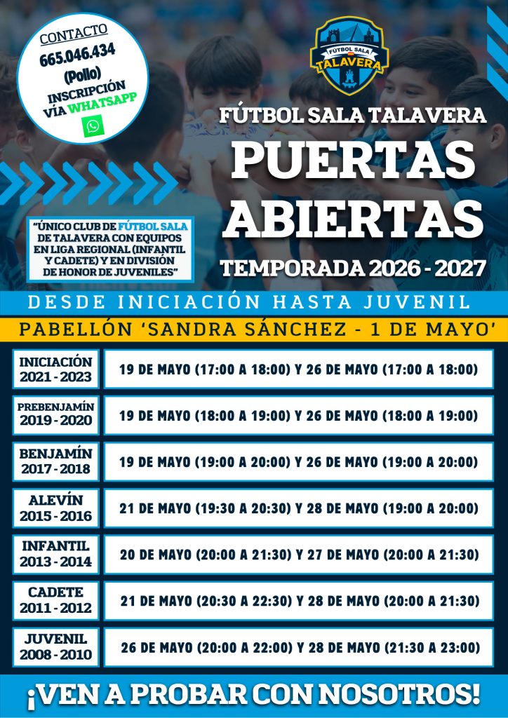 La Academia del FS Talavera celebrará sus Jornadas de Puertas Abiertas para todas las categorías