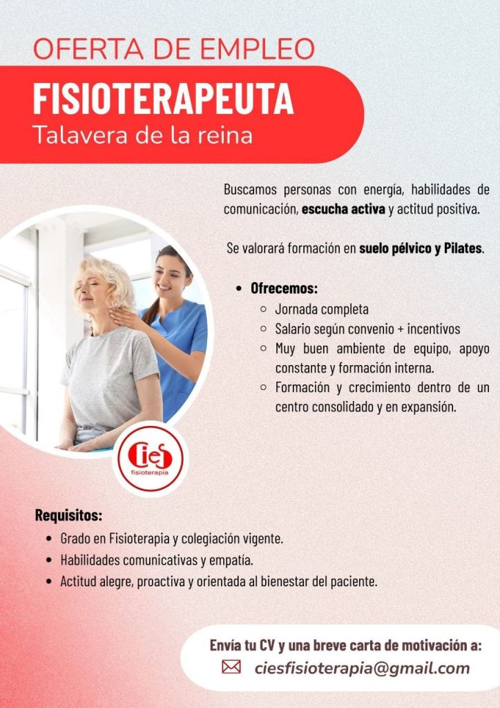 Oferta de empleo en Talavera: CIES Fisioterapia busca fisioterapeuta