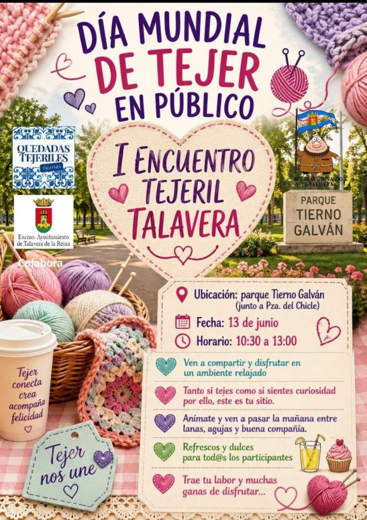 Talavera celebrará el Día Mundial de Tejer en Público con el I Encuentro Tejeril