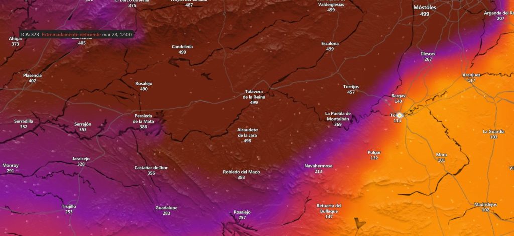 Mapa de índice de calidad del aire (AQI)