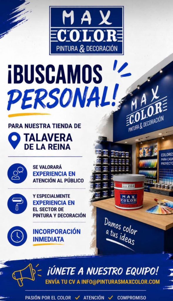 Max Color busca personal para su tienda de Talavera