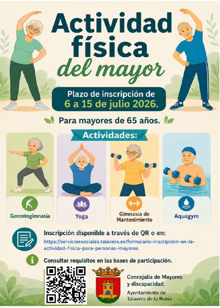 Abierto el plazo de inscripción para: Actividad Física del Mayor en Talavera