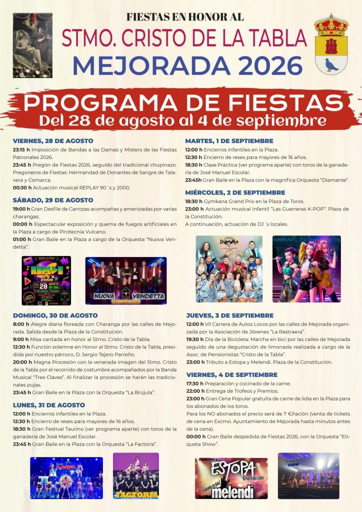 Programa completo de las fiestas de Mejorada