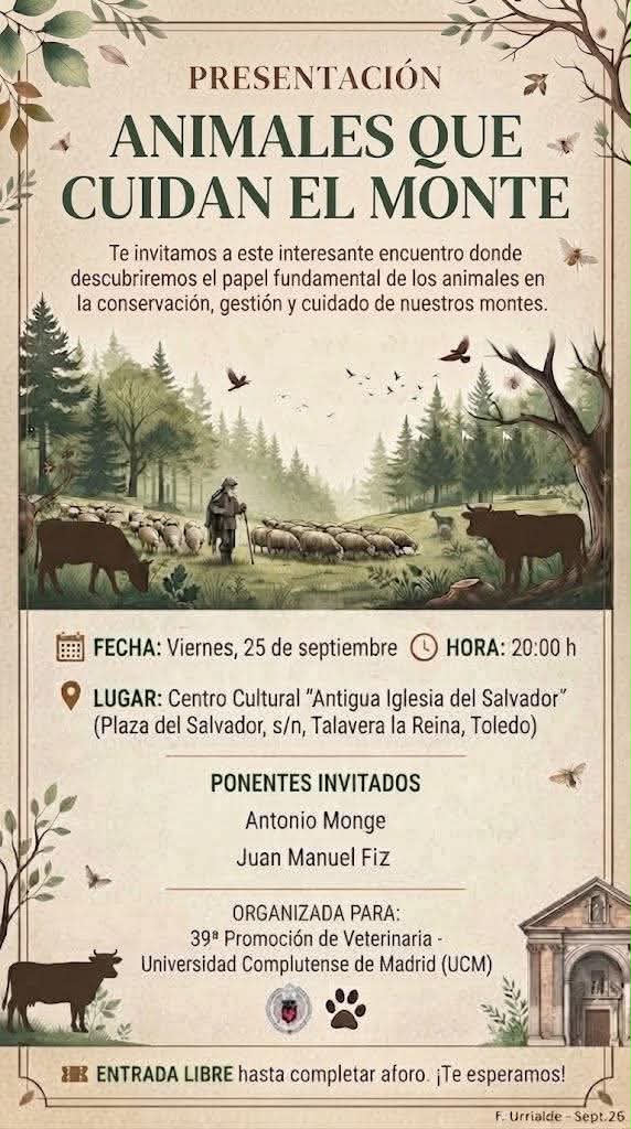 Talavera acoge ‘Animales que cuidan el monte’, un encuentro sobre el papel de los animales en la conservación