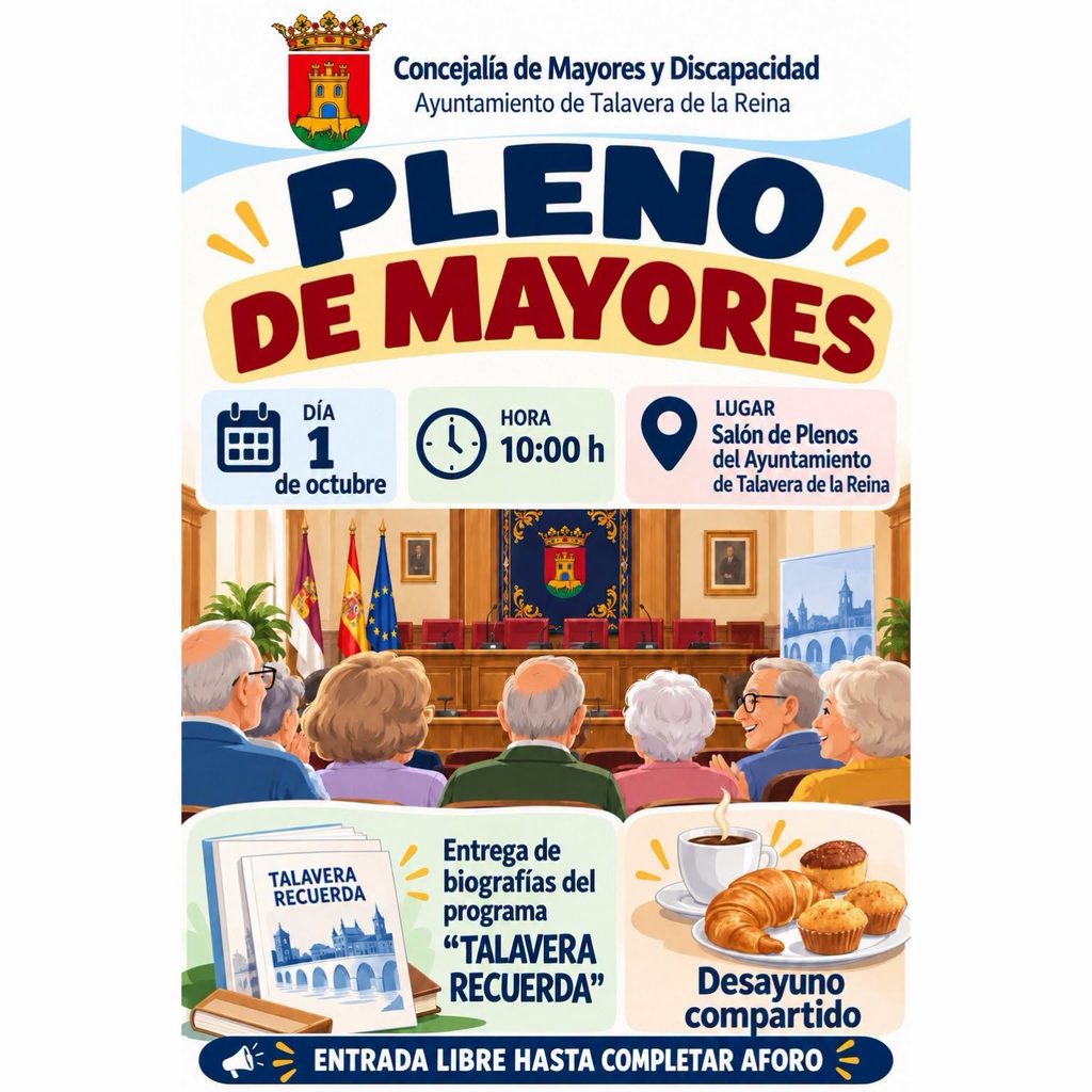 Talavera celebra un Pleno de Mayores con la entrega de las biografías de ‘Talavera Recuerda’