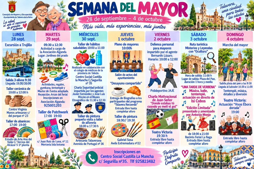 Talavera celebra la Semana del Mayor con siete días de actividades, cultura, salud y convivencia