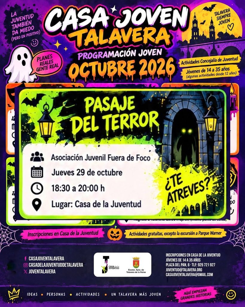 El Pasaje del Terror llega a Talavera con cinco pases el 29 de octubre: ¡elige tu horario y reserva tu plaza!