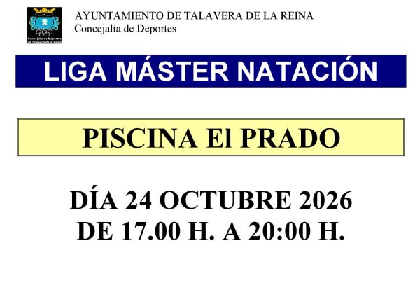 La Liga Máster de Natación llega este sábado a la Piscina El Prado de Talavera