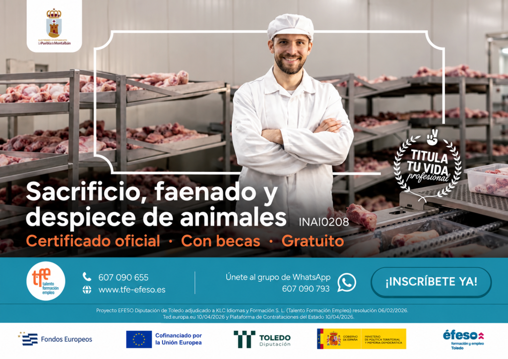 Certificado de Profesionalidad oficial Sacrificio, faenado y despiece de animales (INAI0208)