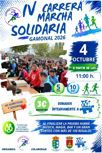 Gamonal celebra este domingo su IV Carrera Marcha Solidaria a beneficio de TEA Talavera