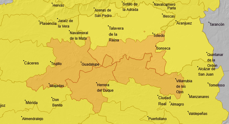 El METEOCAM sigue activo: aviso amarillo en Talavera y naranja en zonas de Toledo