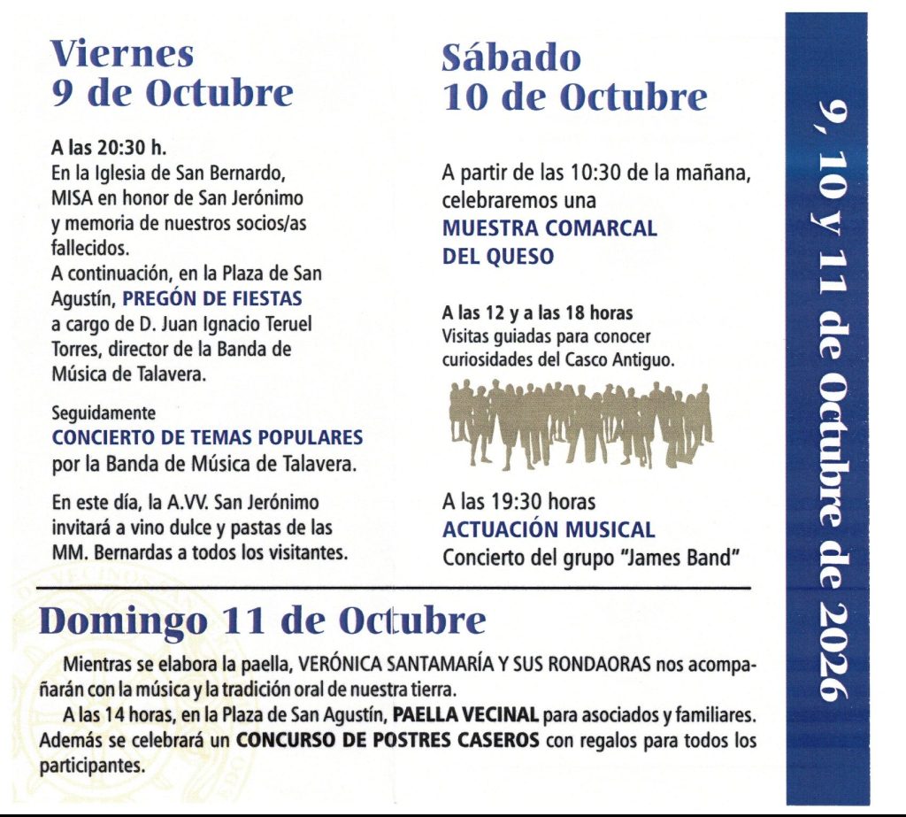 Fiestas del Casco Antiguo 2026 de Talavera: programa del 9 al 11 de octubre